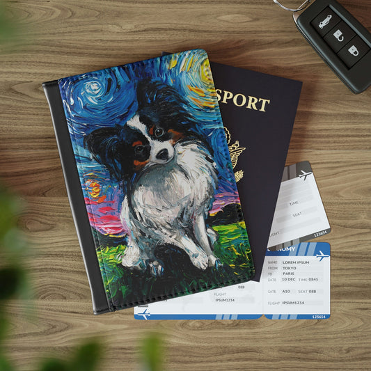 Passport Cover Papillon Starry Night Dog