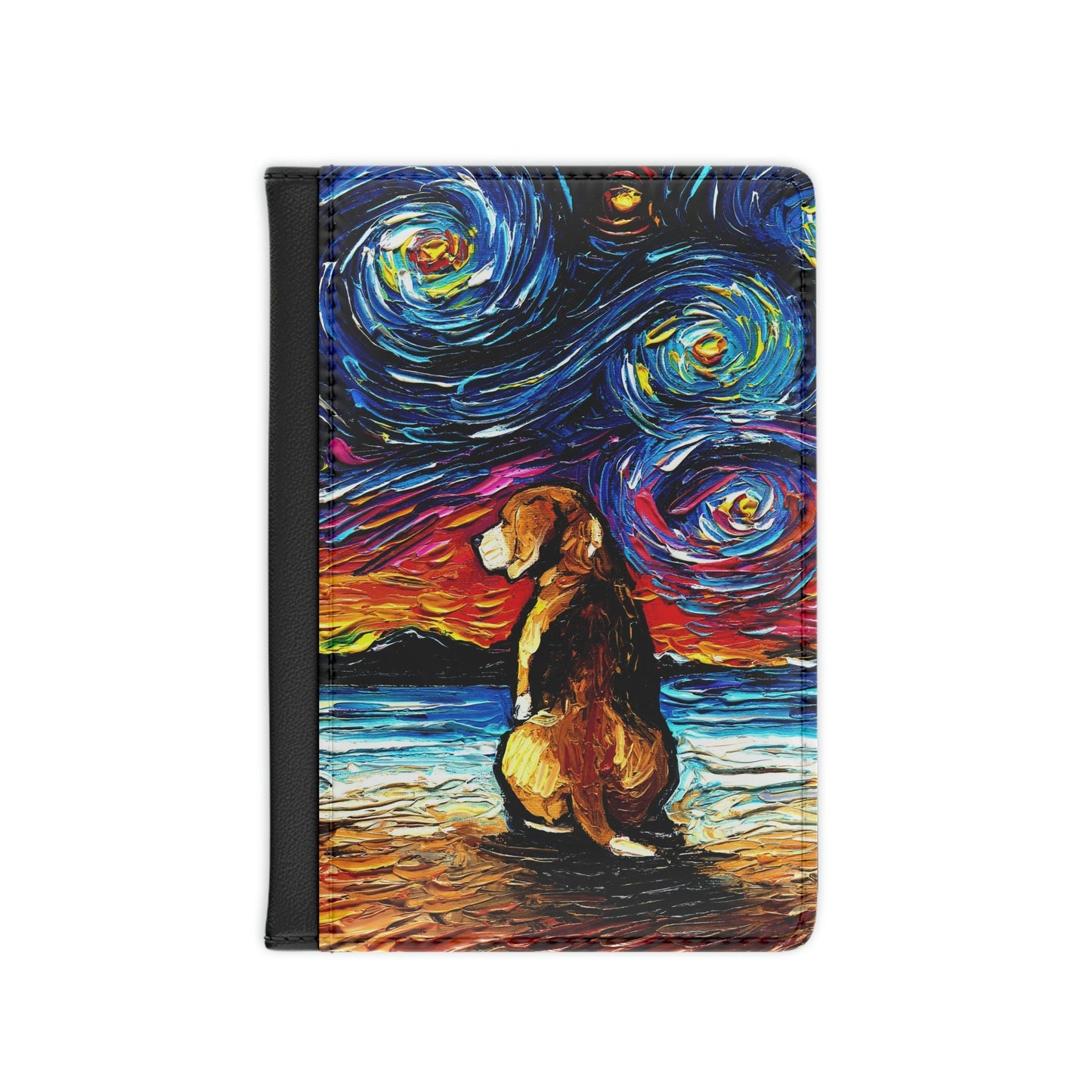 Passport Cover Beagle at the Beach Starry Night Dog