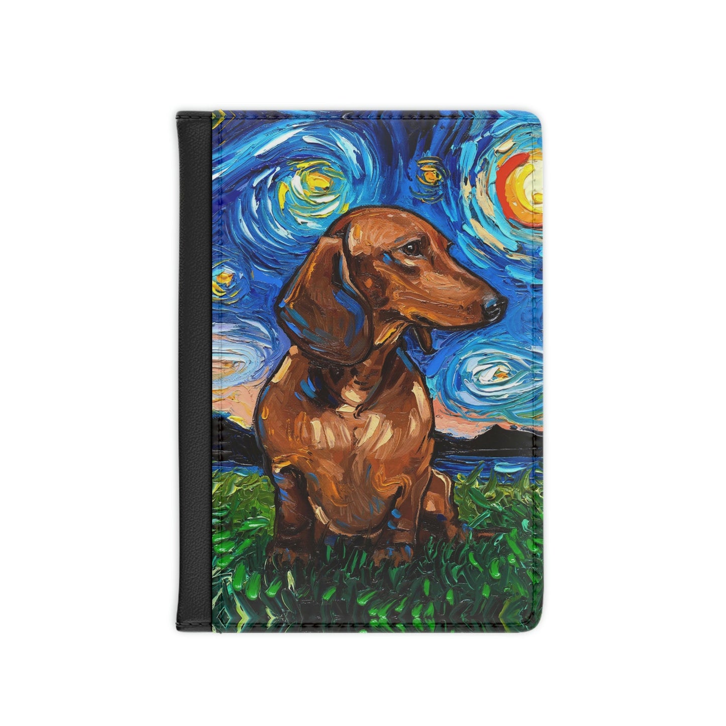 Passport Cover Brown Short Hair Dachshund Starry Night Dog