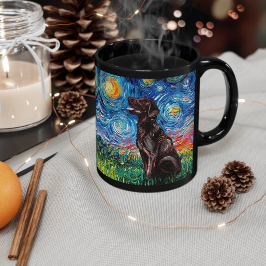 Starry Night Chocolate Labrador Dog Ceramic Coffee Mug Artisan Pet Lover Novelty Cup Unique Dog Mom Drinkware Aesthetic Dog Dad Tea Cup