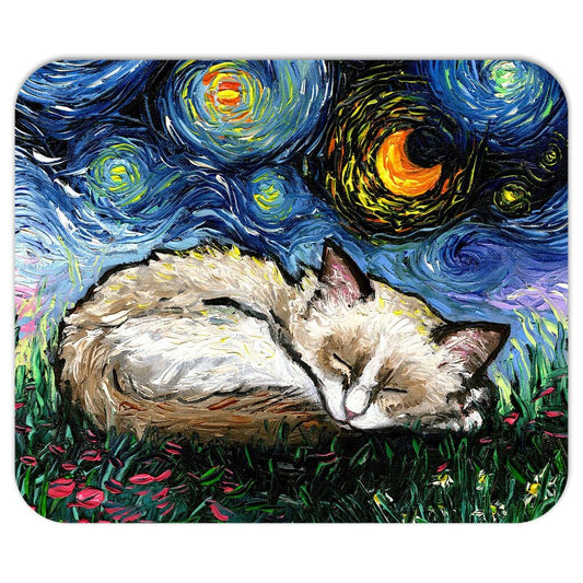 Mousepad  Sleeping Ragdoll Kitten Starry Night Cat Computer Desk Accessories Home Office Decor Mouse Pad 7.75x9.25 Inches