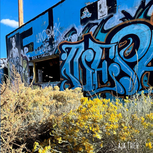 Abstract Graffiti Photography Twin Arrows Arizona Abandoned Ghost Town Landscape Print by Aja home wall decor Rest Stop Interstate 10