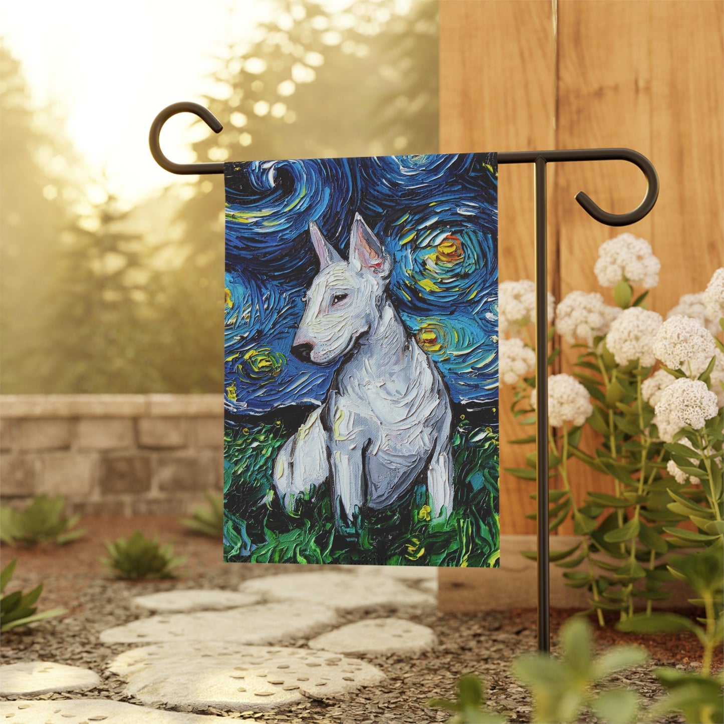Bull Terrier Starry Night Yard and House Flags