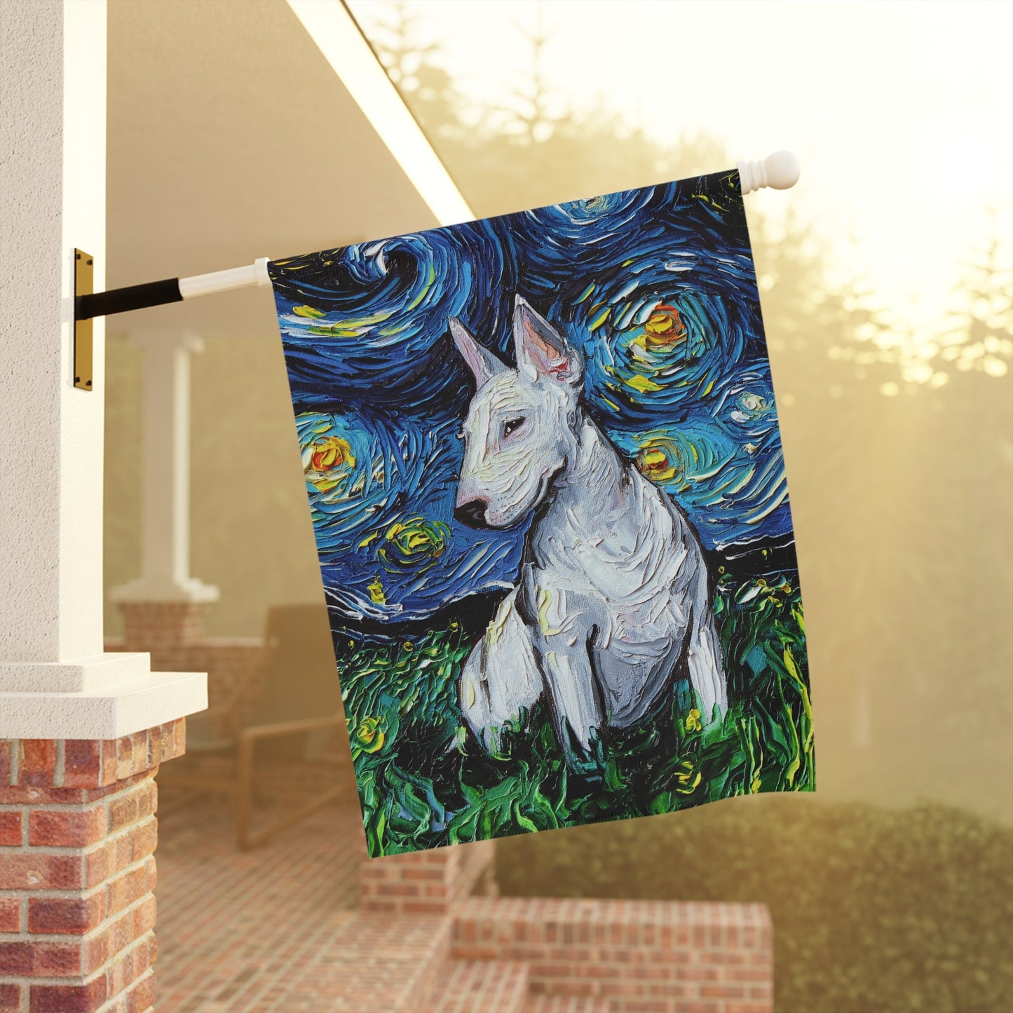Bull Terrier Starry Night Yard and House Flags