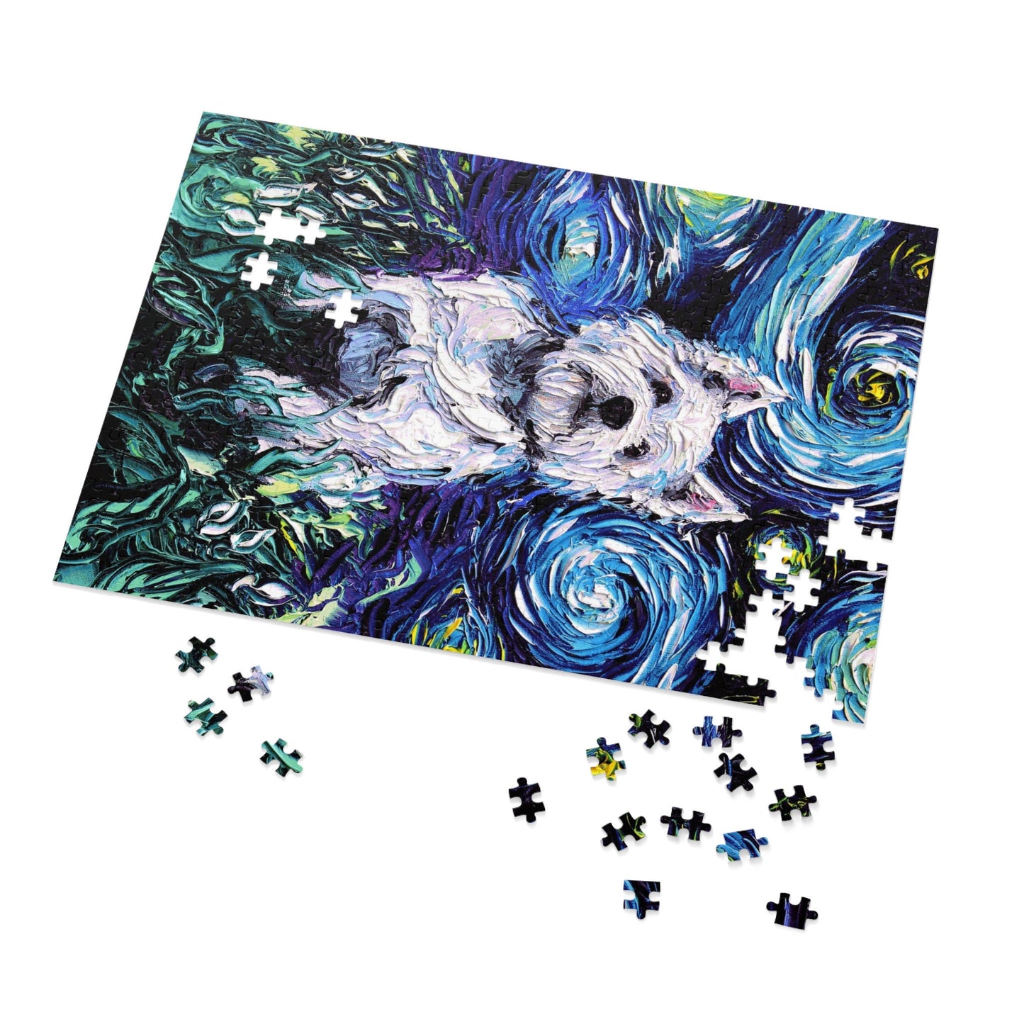 Premium Puzzle  West West Highland Terrier Starry Night Dog 110 252 500 Piece Puzzles in Gift Box Art By Aja Rainy Day Activity