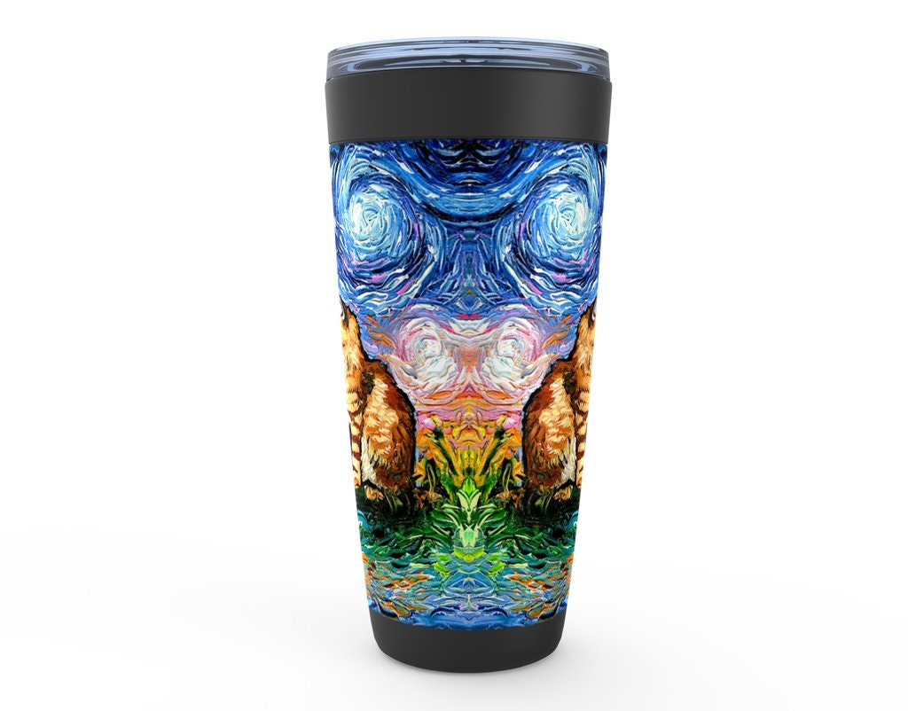 Two Cute Kittens Cat Colorful Starry Night Viking Tumbler Insulated Stainless Steel Drinkware Art By Aja Travel Mug