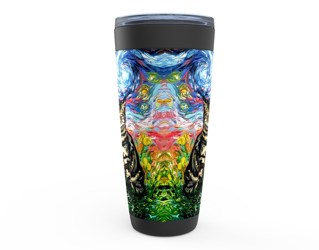 Two Cute Tabby Cats Starry Night Tabbies Viking Tumbler Insulated Stainless Steel Drinkware Art By Aja Travel Mug