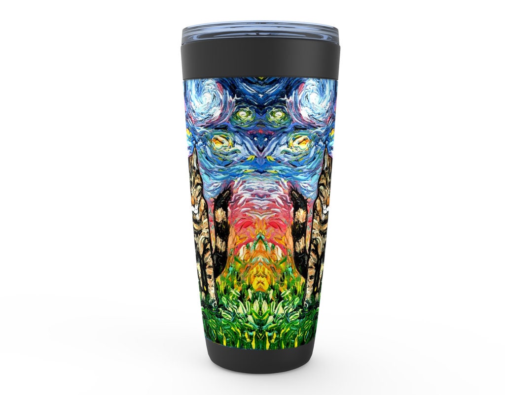 Two Cute Tabby Cats Starry Night Tabbies Viking Tumbler Insulated Stainless Steel Drinkware Art By Aja Travel Mug