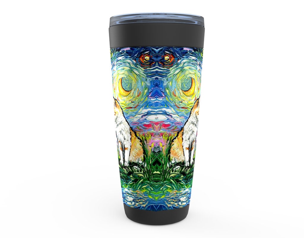 Two Cute Kittens Cat Colorful Starry Night Viking Tumbler Insulated Stainless Steel Drinkware Art By Aja Travel Mug