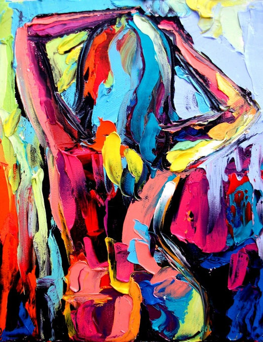 Abstract Nude Art  Print Reproduction colorful rainbow female figure by Aja 18x24 inches Femme 28