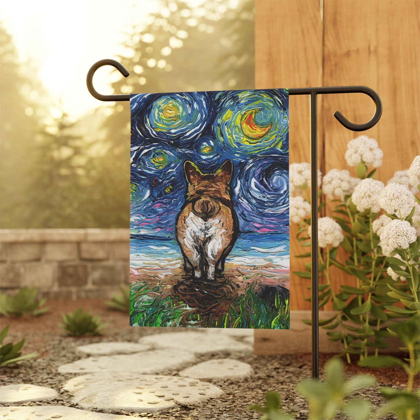 Pembroke Corgi Butt Starry Night Flag