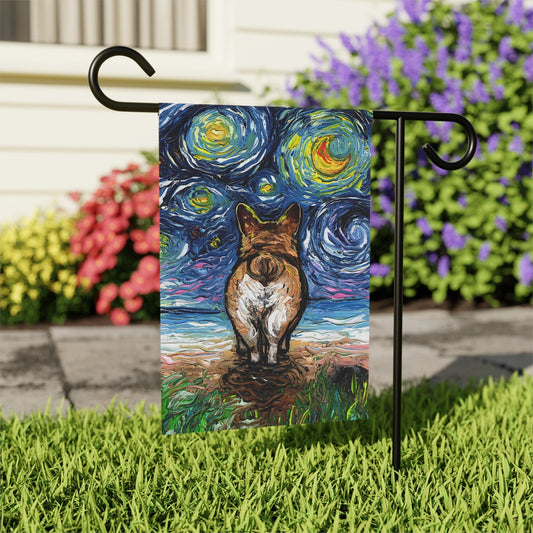 Pembroke Corgi Butt Starry Night Flag