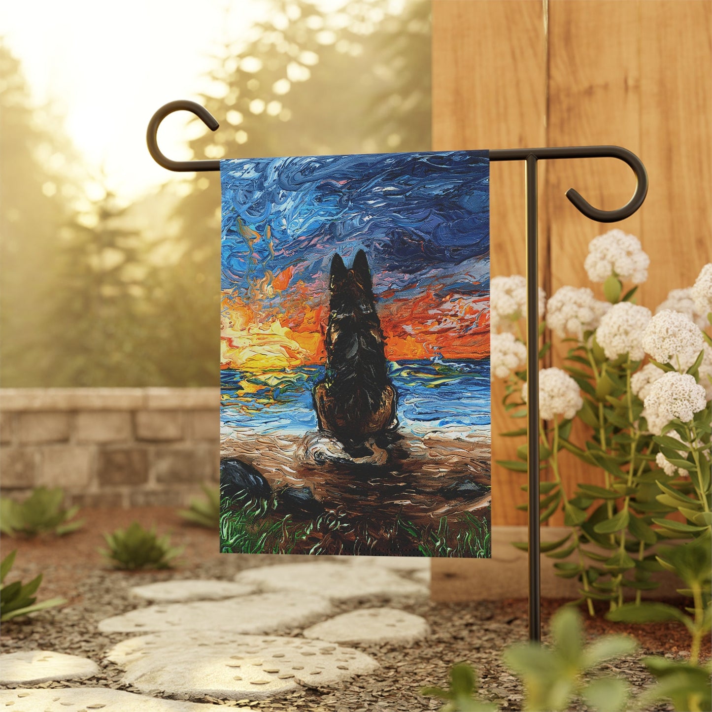German Shepherd Beach Days Outdoor Flag