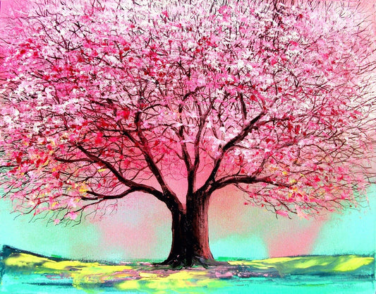 Cherry Tree of Life Artwork Print landscape by Aja  Story of the Tree 74 choose size and type of paper Spring wall decor