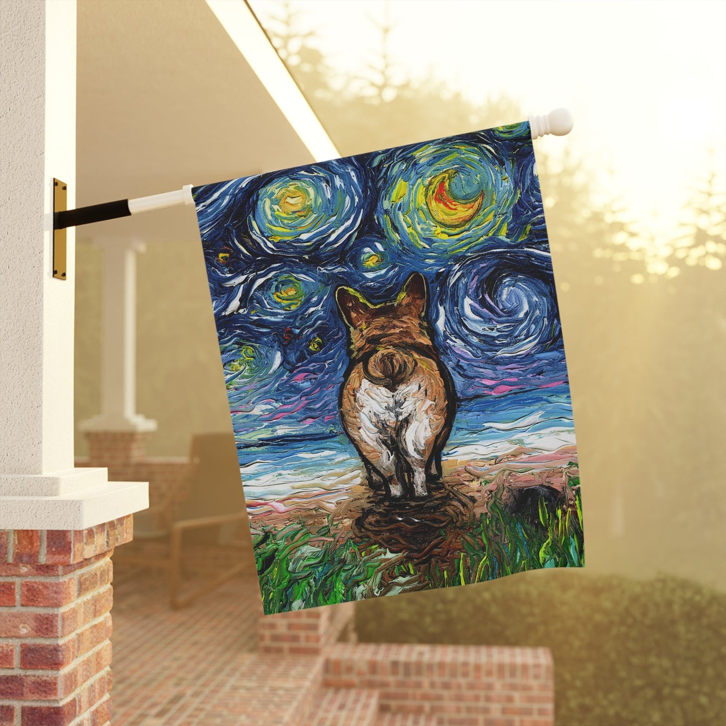 Pembroke Corgi Butt Starry Night Flag