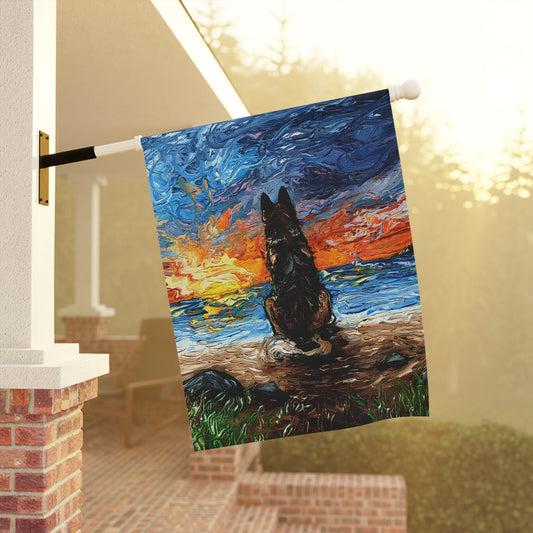 German Shepherd Beach Days Outdoor Flag