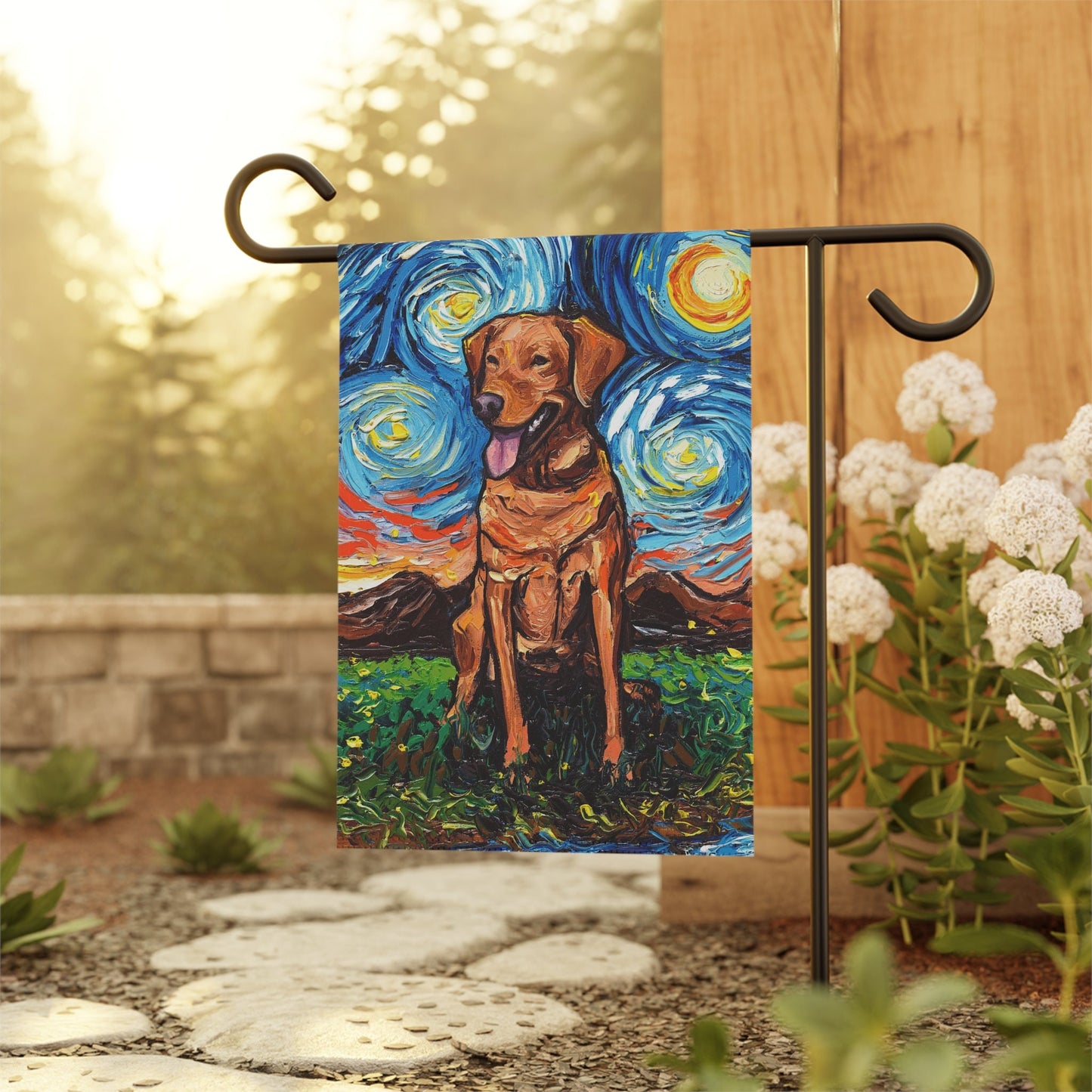 Fox Red Labrador Starry Night Yard and House Flags