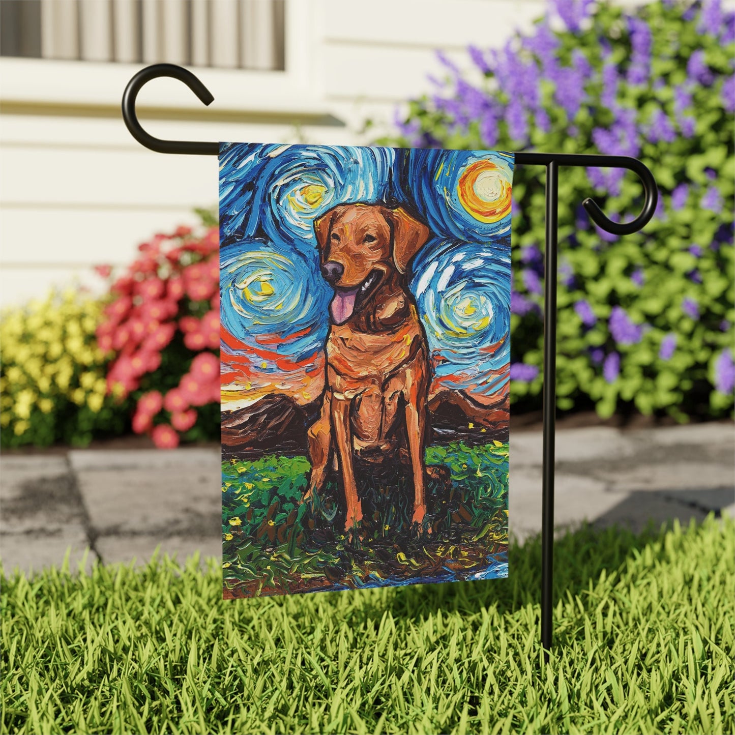 Fox Red Labrador Starry Night Yard and House Flags