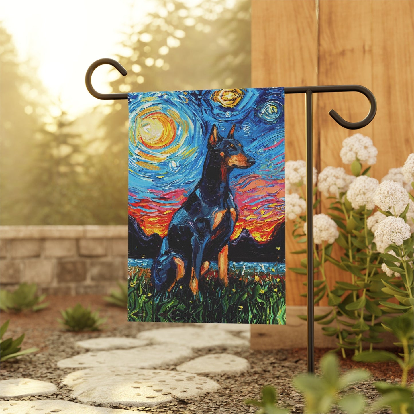 Doberman Starry Night Yard and House Flags