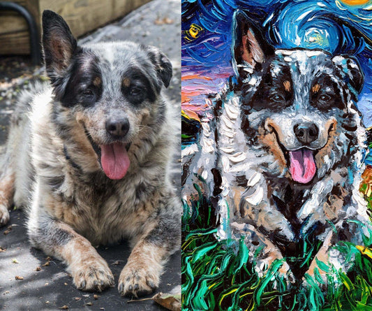 Custom Pet Painting Starry Night Commissioned Art Oil on Canvas Dog or Cat Lover Gift Idea Personalized Original Painting From Your Photo