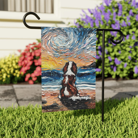 Blenheim Spaniel Dog Starry Night Yard Flags