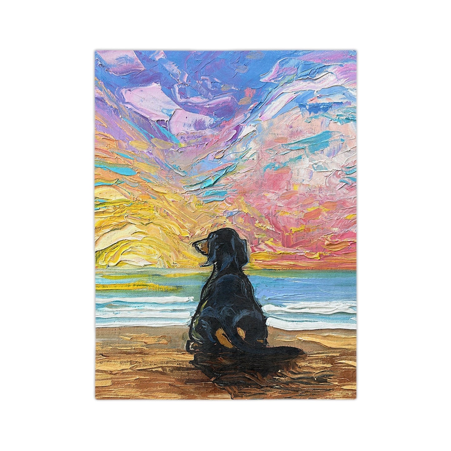 Minky Blanket Beach Days Dachshund Dog Coastal Sunset Ocean Art Throw
