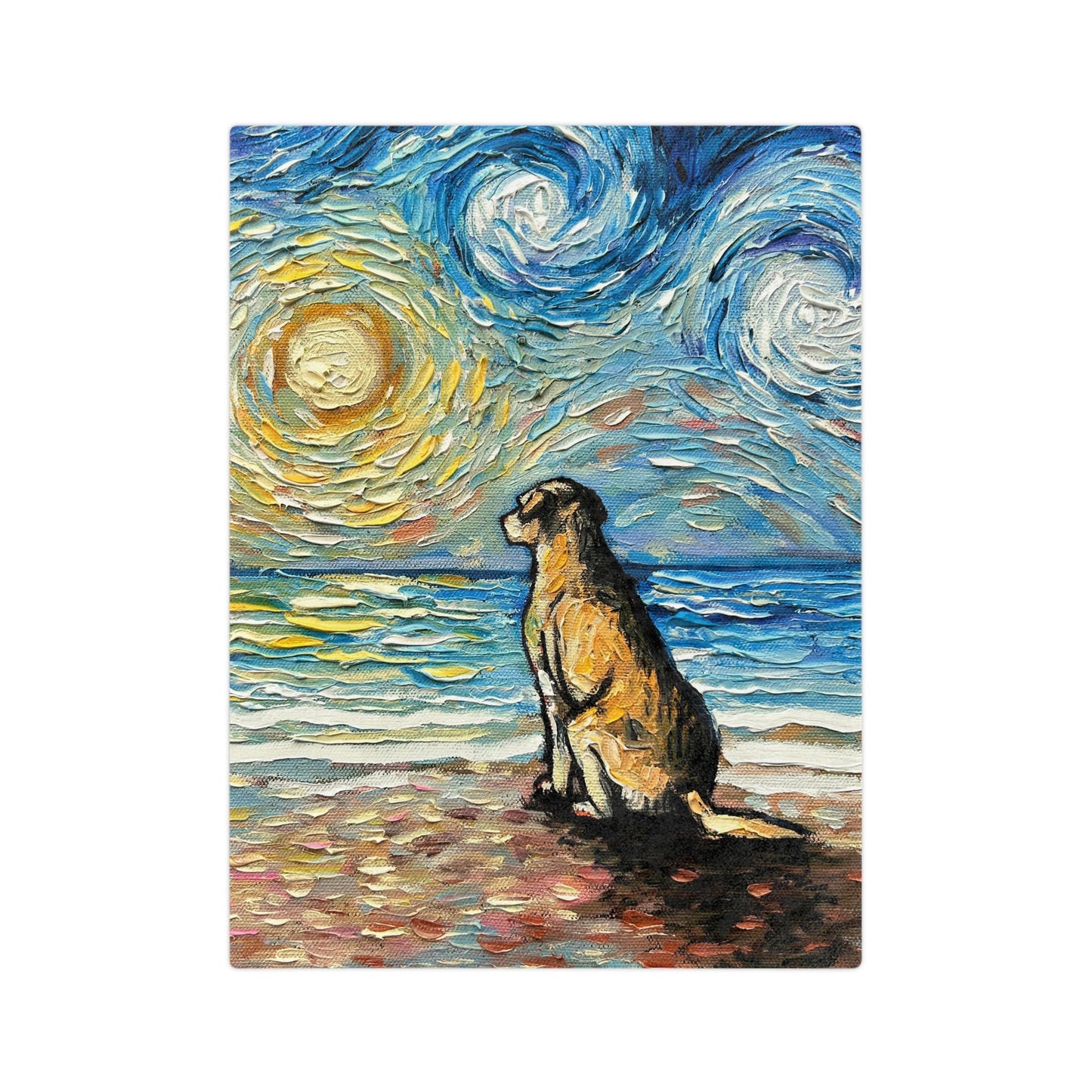 Minky Blanket Beach Days Yellow Labrador Dog Coastal Sunset Ocean Throw