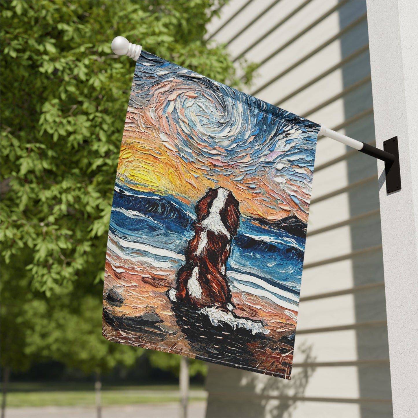 Blenheim Spaniel Dog Starry Night Yard Flags