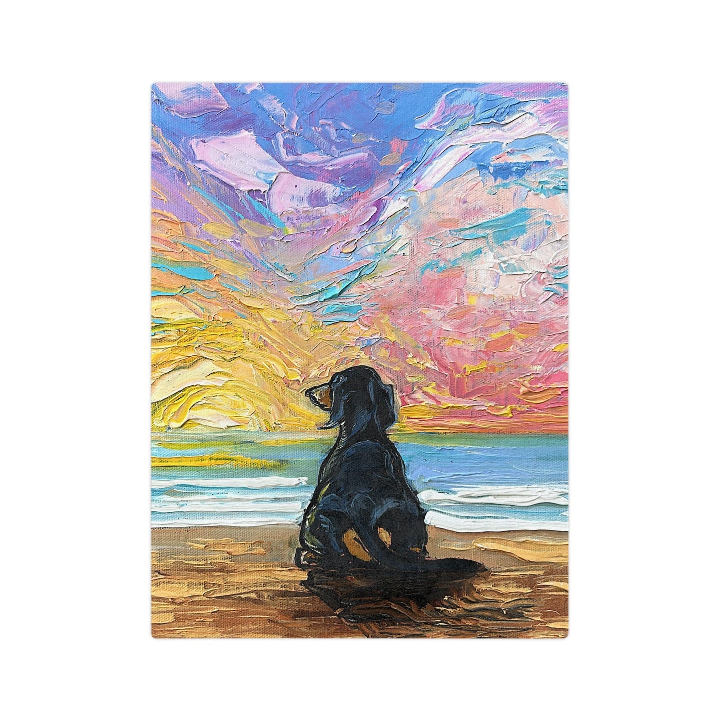 Minky Blanket Beach Days Dachshund Dog Coastal Sunset Ocean Art Throw
