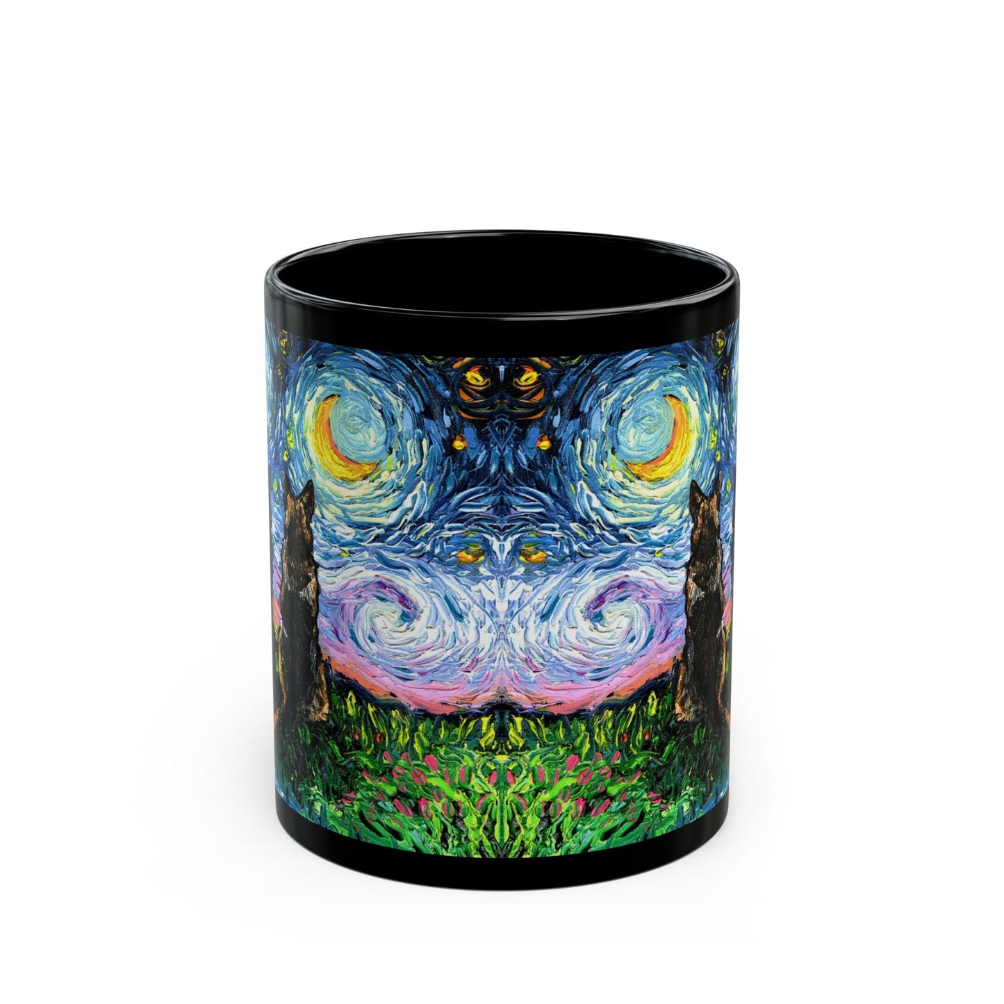 Starry Night German Shepherd Dog Ceramic Coffee Mug Artisan Best Friends Novelty Cup Unique Pet Lover Drinkware Aesthetic Hot Tea Cup