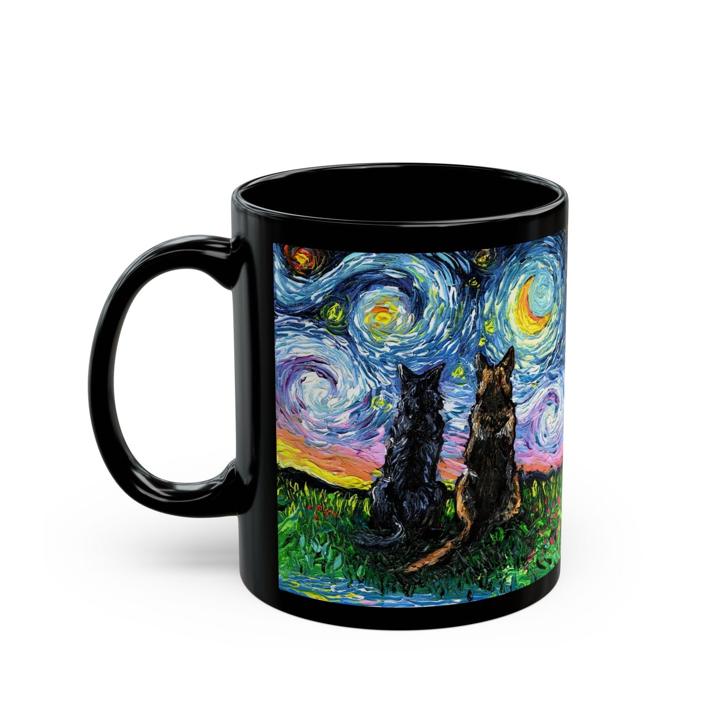 Starry Night German Shepherd Dog Ceramic Coffee Mug Artisan Best Friends Novelty Cup Unique Pet Lover Drinkware Aesthetic Hot Tea Cup
