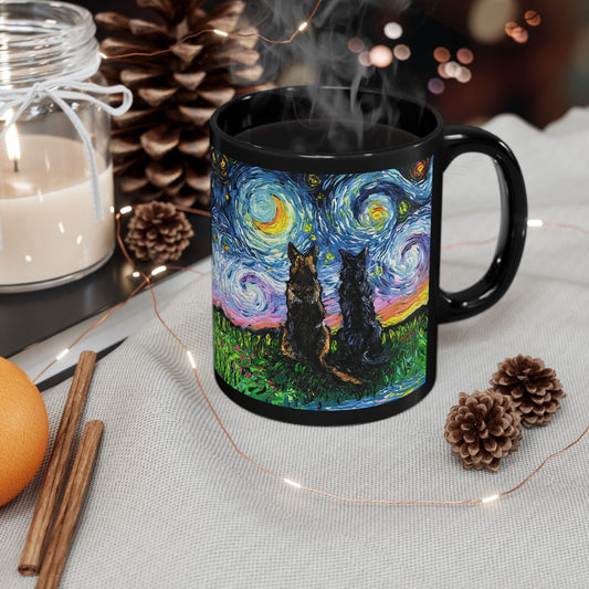 Starry Night German Shepherd Dog Ceramic Coffee Mug Artisan Best Friends Novelty Cup Unique Pet Lover Drinkware Aesthetic Hot Tea Cup