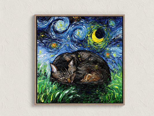 Cat Starry Night Painting Print Sleeping Brown Tabby Cat Lover Gift Starry Night Cat Print Gallery Wall Art Colorful Cat Home Decor Pet Mom
