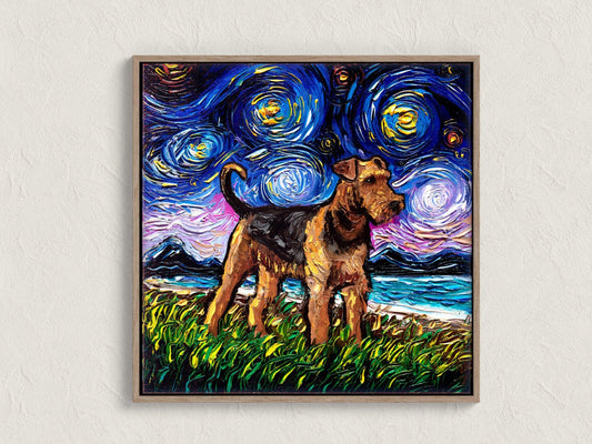 Airedale Terrier Art Starry Night Art Print dog picture by Aja choose size and type of paper  Photo Paper or Watercolor Paper home decor