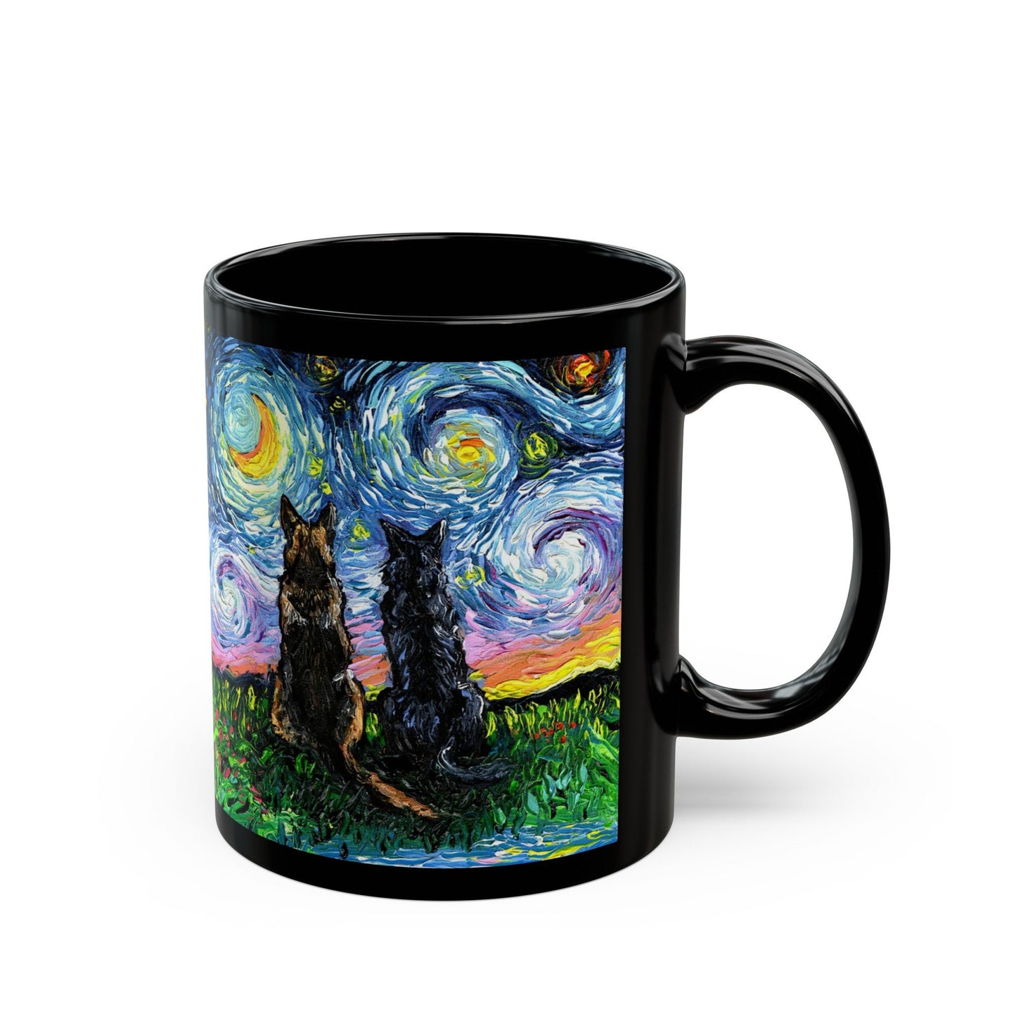 Starry Night German Shepherd Dog Ceramic Coffee Mug Artisan Best Friends Novelty Cup Unique Pet Lover Drinkware Aesthetic Hot Tea Cup