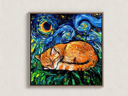 Cat Starry Night Painting Print Orange Tabby Cat Lover Gift Starry Cat Print Gallery Wall Art Impressionist Cat Home Decor Pet Art by Aja