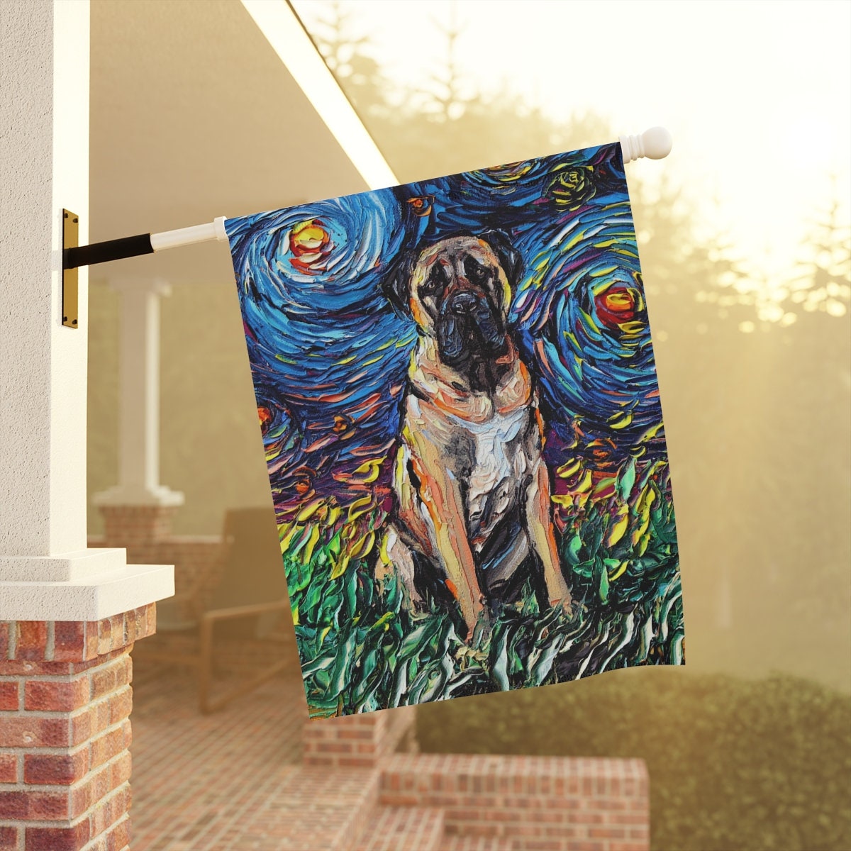 Fawn Bull Mastiff Starry Night Flag