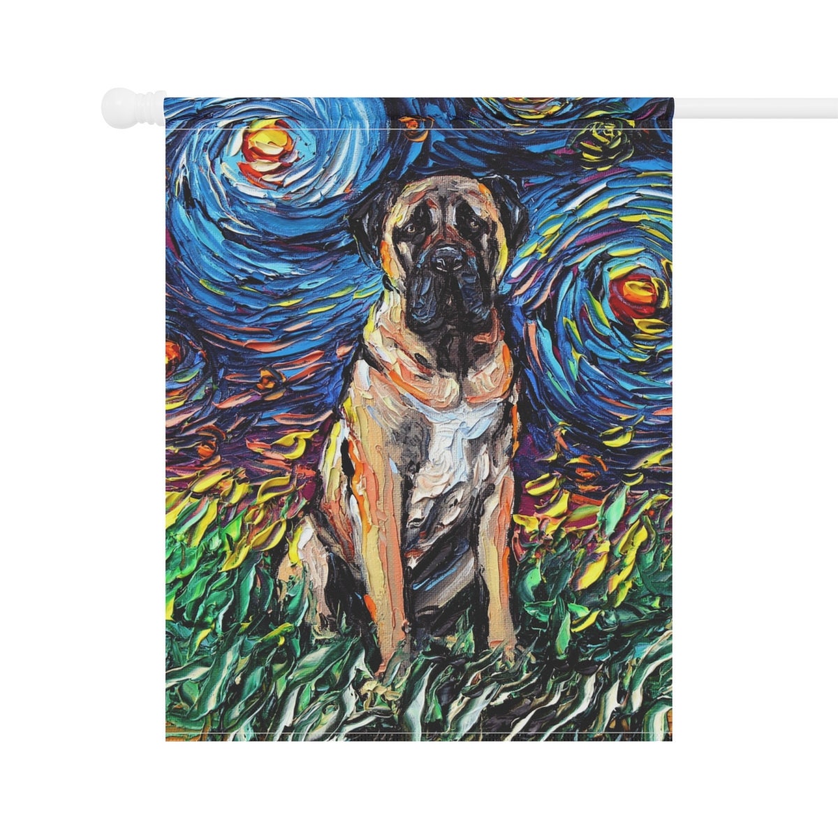 Fawn Bull Mastiff Starry Night Flag