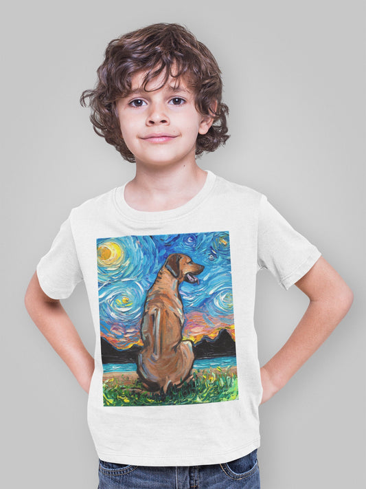 Youth Short Sleeve Shirt Rhodesian Ridgeback Kid's Tee Starry Night Childs TShirt Dog Art Clothing Colorful Pet Children's Apparel Gift