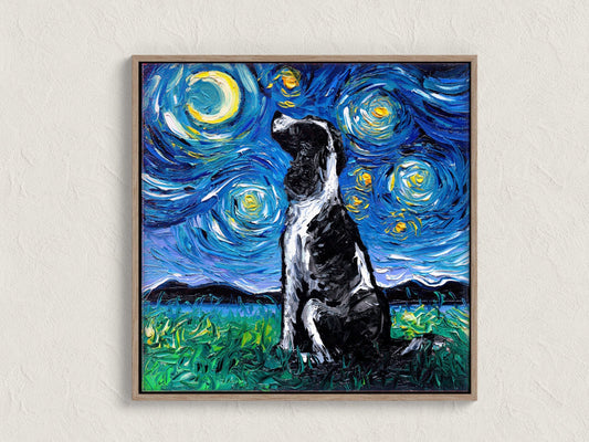 Black and White English Springer Spaniel Art Starry Night Art Print dog picture by Aja choose size and type of paper  Photo or Watercolor