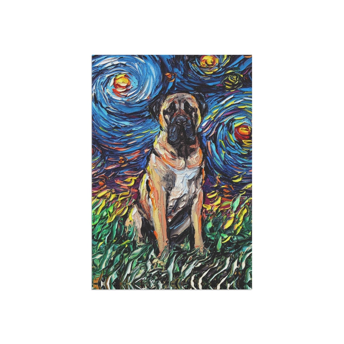 Fawn Bull Mastiff Starry Night Flag