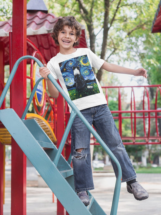 Kids Short Sleeve Shirt Border Collie Youth Tee Starry Night Childs TShirt Dog Art Clothing Colorful Pet Children's Apparel Dog Lover Gift