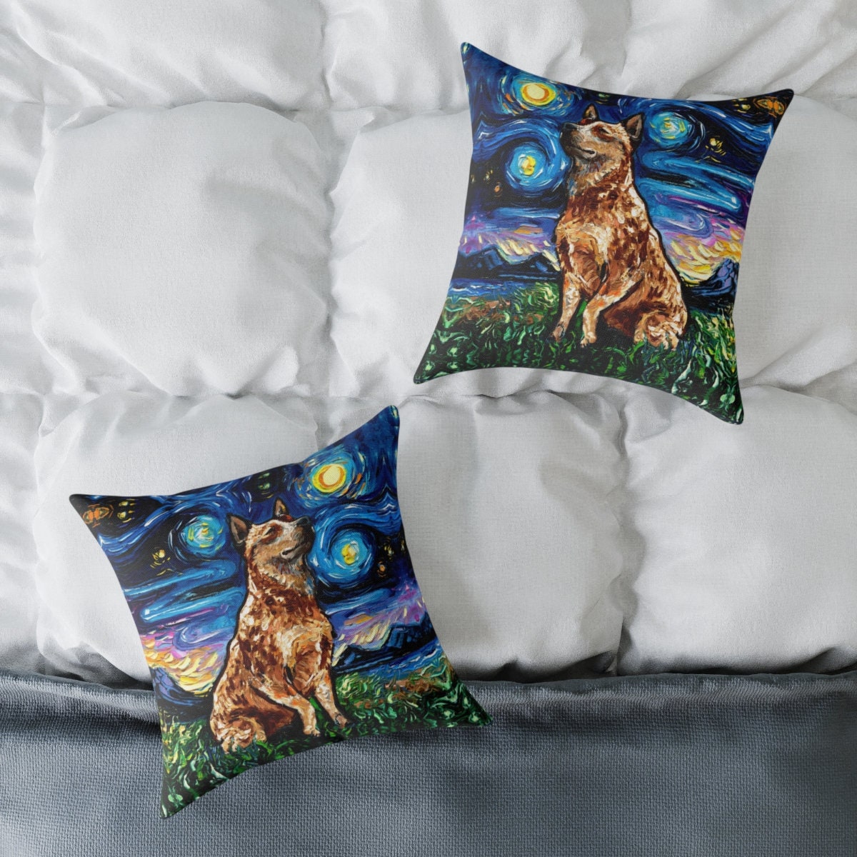 Dog Pillow Red Heeler Throw Pillow Starry Night Dog Lover Gift Idea Home Decor Cattle Dog Bedroom Pillow Insert Included Free Shipping US