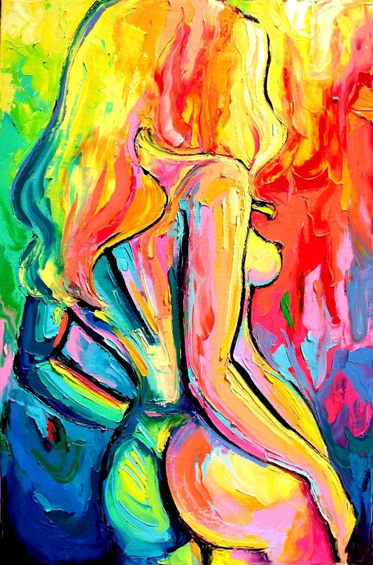 Abstract Nude print colorful art by Aja Femme 354  8x12 12x18 16x24 20x30 24x36 choose size