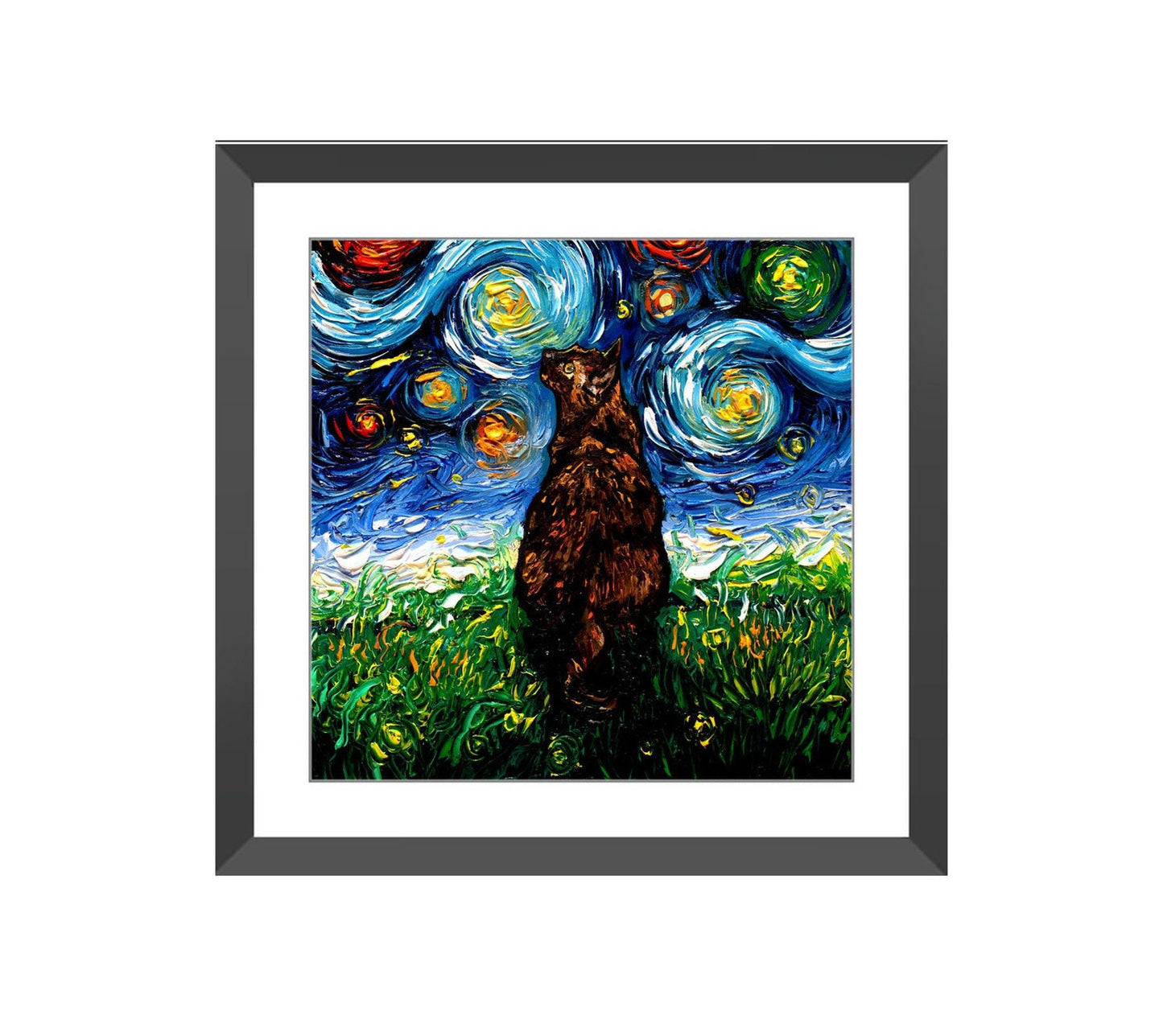Tortoiseshell Cat Printable Wall Art Starry Night Digital Download Poster Home Decor PNG and JPG Files Print Your Own Tortie Cat Art