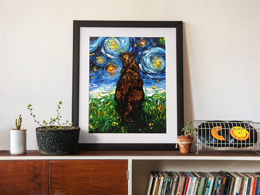 Tortoiseshell Cat Printable Wall Art Starry Night Digital Download Poster Home Decor PNG and JPG Files Print Your Own Tortie Cat Art