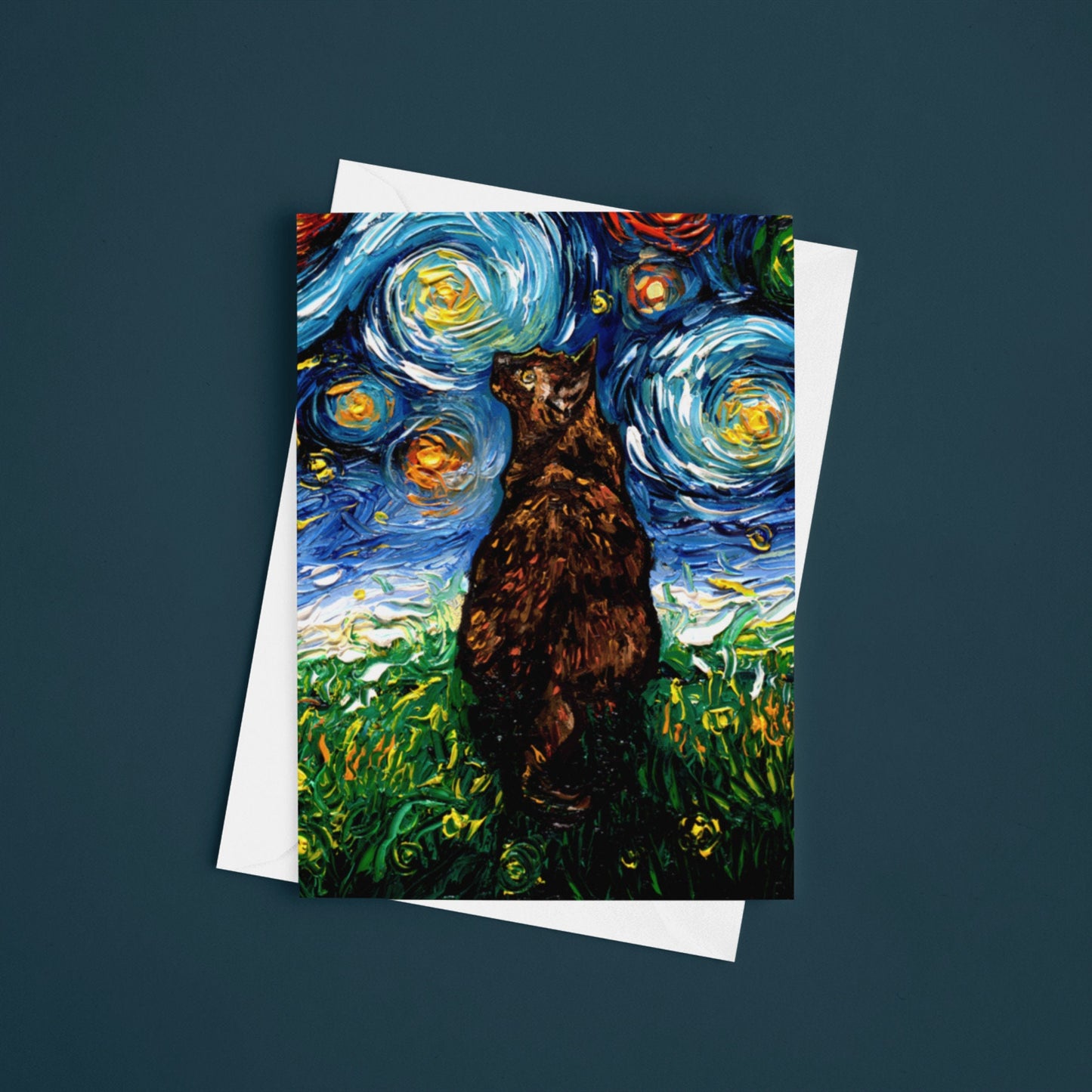 Tortoiseshell Cat Printable Wall Art Starry Night Digital Download Poster Home Decor PNG and JPG Files Print Your Own Tortie Cat Art