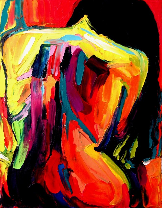 Abstract Nude print colorful art by Aja Femme 172  8x10 11x14 and 16x20 inches choose your size