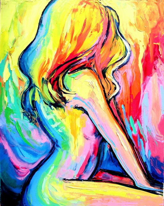 Abstract Nude print colorful art by Aja Morning Glory  8x10 11x14 16x20 20x24 and 24x30 inches choose your size contemporary artwork