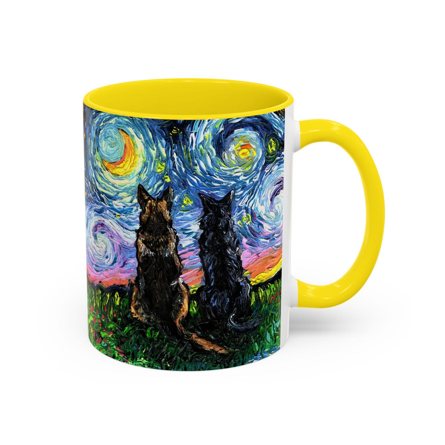 Best Friends Dog Coffee Mug Starry Night Artistic Ceramic Mug, Gift for Dog Lovers, Unique Tea Mug, Pet Lovers Gift Colorful Cocoa Mug